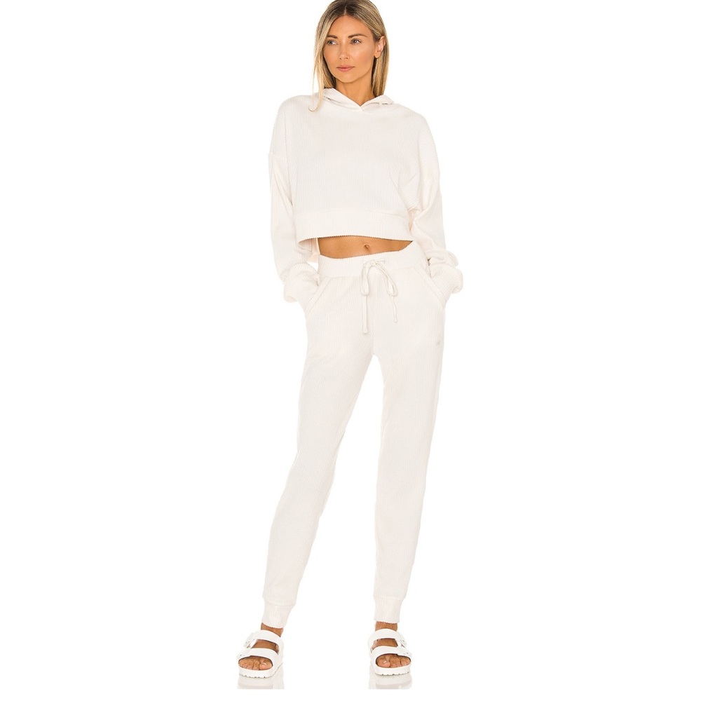 ALO Yoga Off-White Ribbed Track Pants